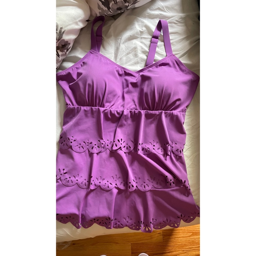 Purple Ruffled Tankini - Picture 2 of 4